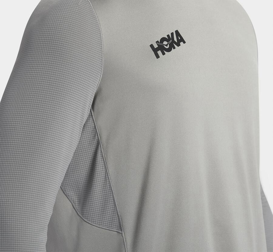 Hoka One One Top Herre - Performance Lang Sleeve - Grå - 062975CRK